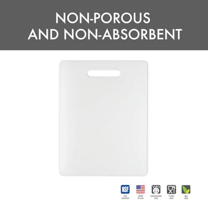 Dexas NSF Polysafe Cutting Board with Handle, 8.5 by 11 inches, White - size: 8.5"L x 11"W, style: Flat