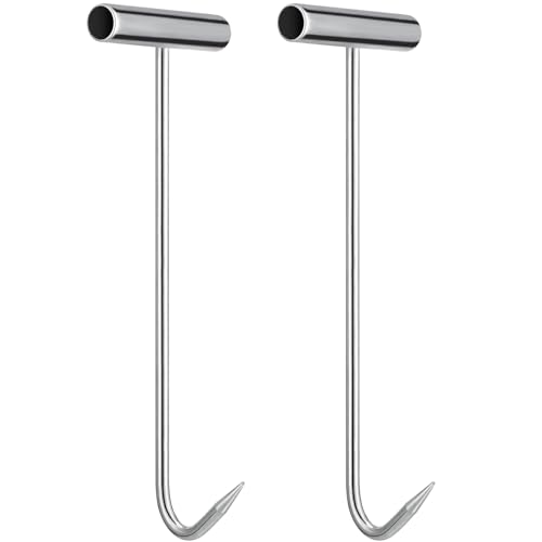DOITOOL 2Pcs Heavy Duty Manhole Cover Hook Lifter, T-Shaped Stainless Steel Manhole Lifting Hooks, Multipurpose Lifting and Pulling Tool for Septic Tanks, Storm Drains, Sewer Lids and More, 11.4 Inch