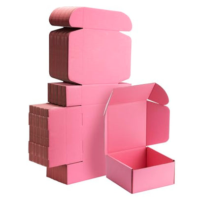 6x6x3 inch Pink Shipping Boxes for Small Business- Set of 25 - color: Pink, size: 6x6x3