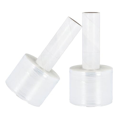 PSBM Mini Stretch Wrap with Extended Core Handles, 18 Rolls 3 Inch x 1000 Feet 80 Gauge Heavy Duty Clear Plastic Wrap Industrial Strength Shrink Film for Moving, Packing & Shipping - size: 3" x 1000 Feet, style: 18 Pack