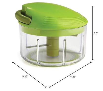 Kuhn Rikon Pull Chop Chopper/Manual Food Processor with Cord Mechanism, Green, 2-Cup - size: 2-Cup