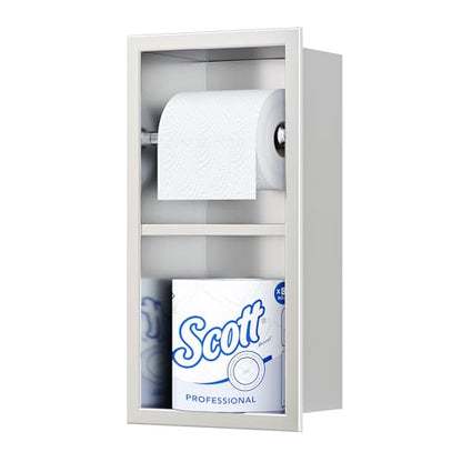 Neodrain Brushed Recessed Toilet Paper Holder,Dual Rolls - color: Brushed, size: 6X12In
