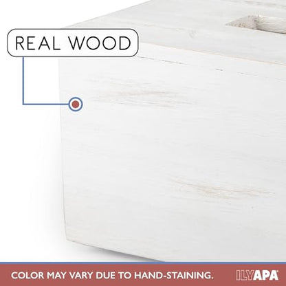 Ilyapa Rustic Wood Tissue Box Cover, Rectangular - White, Farmhouse - color: Rustic White, size: 10"x6" Rectangle