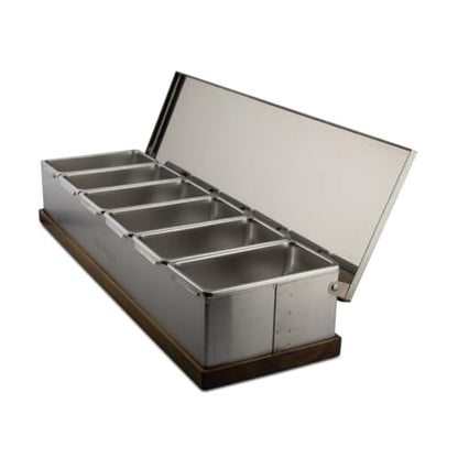 6 Slot Condiment Carrier with Stainless Holders & Silicone Lids - size: 6 Slot