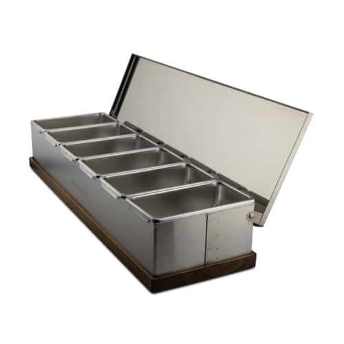 6 Slot Condiment Carrier with Stainless Holders & Silicone Lids - size: 6 Slot