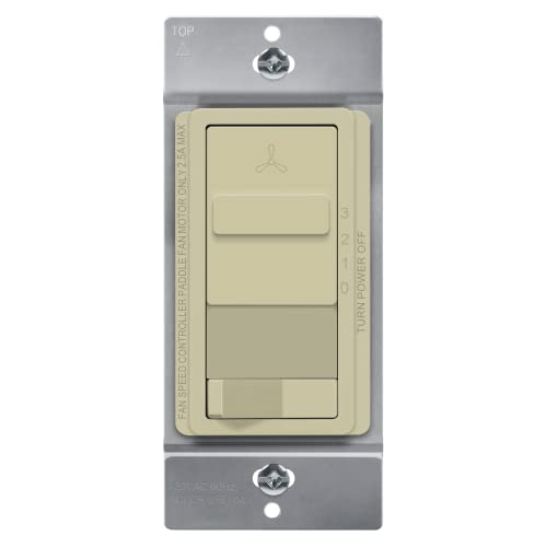 TOPGREENER Ceiling Fan Control and Light Switch, 3-Speed, Ivory - color: Ivory, size: Light Switch with Fan