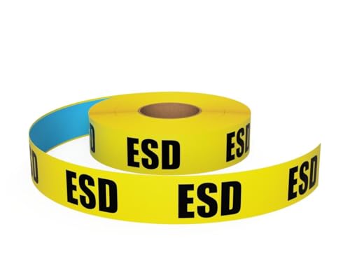 Inline Industrial, 5S Floor Marking Tape, Electrostatic Discharge Safety (ESD) (ESD Text, Yellow, 2") - color: Yellow, size: 2", style: "ESD" Text