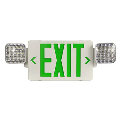 GZRUIYANG Exit Sign with Emergency Lights Green, LED Emergency Exit Light with Battery Backup, UL 924 Certified, AC 120/277V, Commercial Emergency Lights Combo for Business - 1 Pack - color: White Housing Green Letter, size: 1 Pack