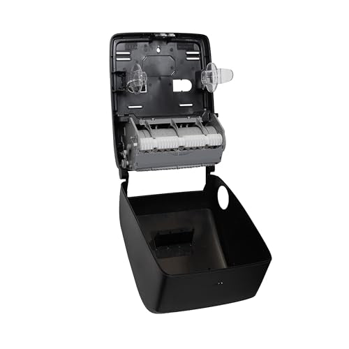 San Jamar Timeless Hands-Free Mechanical Paper Towel Dispenser, Black, Commercial Grade, Universal Roll Compatibility, Touchless Operation, for Bathrooms and Kitchens