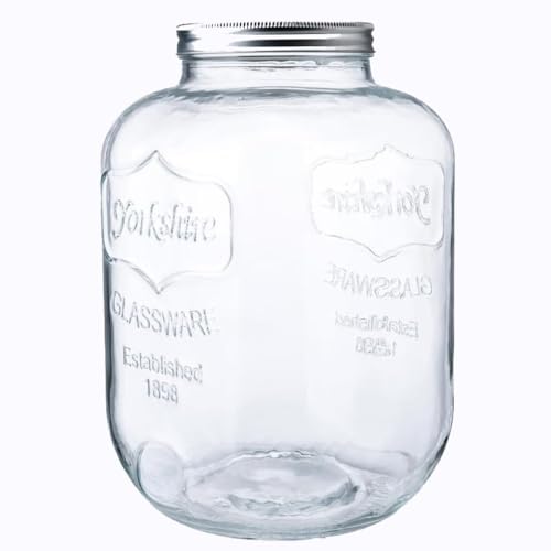 CATPOWER 1 Gallon Large Glass Jar With Mouth Canning Jar Kitchen Storage Jar Cookie Candy Penny Jar with Stainless Steel Screw Lid