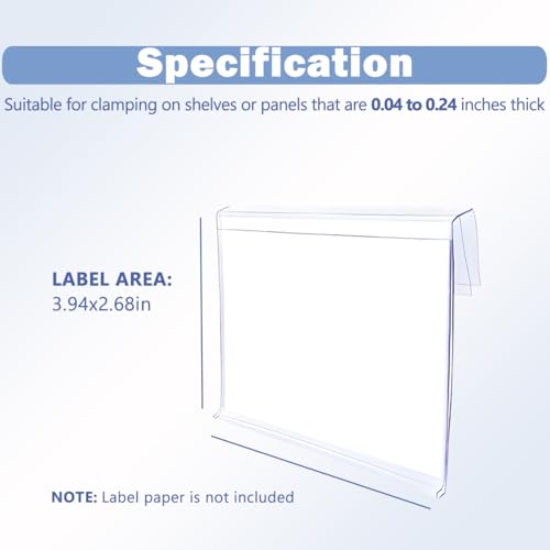 Diteje 20 Pack Wire Shelf Label Holder,Shelving Price Tags Rack Display