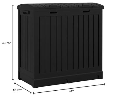 Suncast Dual 33 Gal Trash Hideaway Cabinet, Discrete Outdoor Storage - color: Black