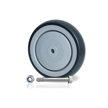SY America 5" x 1.25" Shopping Cart Replacement Wheels Kit, Rubber Wheels for Grocery & Supermarket Carts, Smooth & Quiet Rolling, 350 lbs per Wheel, Universal Fit, 3/8" Bore, Grey, 50 Pack - style: 50-Pack (3/8'' Bore)