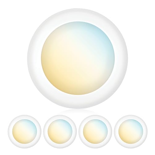 PARMIDA (4 Pack) 5/6 Inch Dimmable 3CCT LED Disk Lights, 15W Surface Mount Recessed Ceiling Disc Lighting, 3 Color Selectable 3000K/4000K/5000K, 1050lm, J-Box Or Recessed Can Installation, UL-Listed - color: 3CCT - 3000K/4000K/5000K, size: 4 Pack
