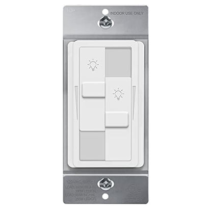 TOPGREENER Dual Load LED Dimmer Switch, Single Pole, White, 1 Pack - color: White, size: Dual Dimmer Switch