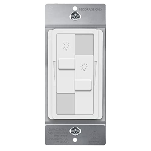 TOPGREENER Dual Load LED Dimmer Switch, Single Pole, White, 1 Pack - color: White, size: Dual Dimmer Switch