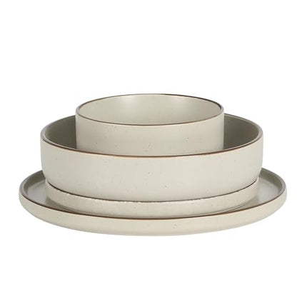 Gibson Elite Gelston Stoneware Matte Reactive Glaze 16 Piece (Service for 4) Plates and Bowl Dinnerware Set - Cream - color: Cream White (Gelston)