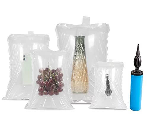 (100 Pack + Free Pump ) BZQZDAI 5.9x5.9inch Clear Plastic Inflatable Air Packaging Bags Air Bubble Bag Suspension Packaging Air Pillows Air Cushions Buffer Bags Void Fill Cushioning for Shipping and - size: (100 PACK)5.9x5.9inch