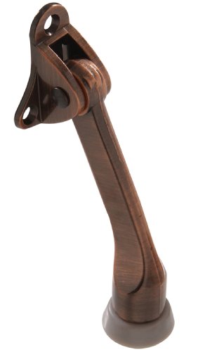 Hillman Antique Bronze Steel Kickdown Door Stop, Holds Door Open, 4 in