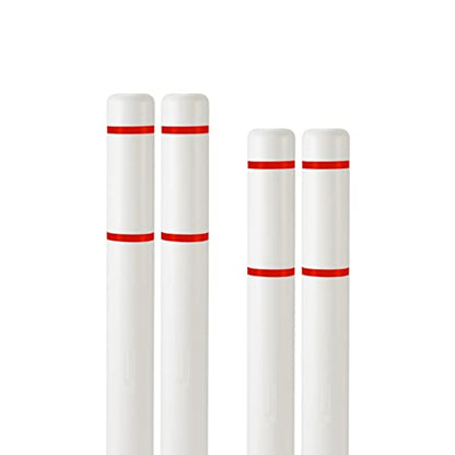 BollardGard 4" x 52" 4-Pack Bollard Cover - Innoplast (White Red Tape) - color: White Red Tape, size: 4-Pack