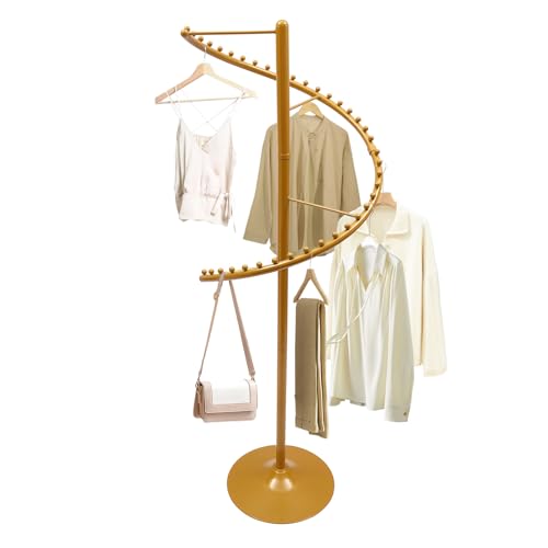Spiral Rotating Clothing Rack, 5.91ft H 38-Ball Heavy Duty Garment Rack, Space Saving Standing Metal Sturdy Freestanding Hanger for Boutique Bedroom (Gold) - color: Gold