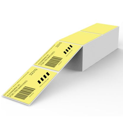 Yellow Thermal Labels 3 ×5 Inch Waterproof Vinyl Stickers 300 PCS - color: Yellow