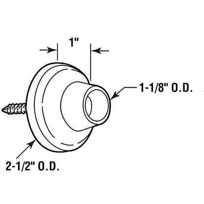 Prime-Line MP4843-1 Door Wall Stop, 2-1/2 in., Rubber Bumper, Satin Nickel (Single Pack)