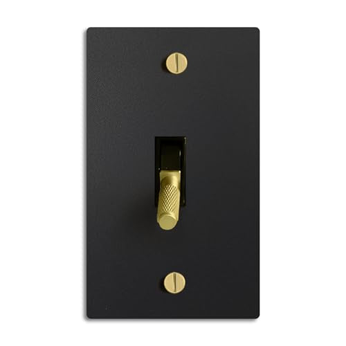 SELECT 1-Gang Solid Brass Toggle Switch, 3-Way Compatible with Faceplate - color: Black with Brass, size: 1 Gang, style: Toggle Switch