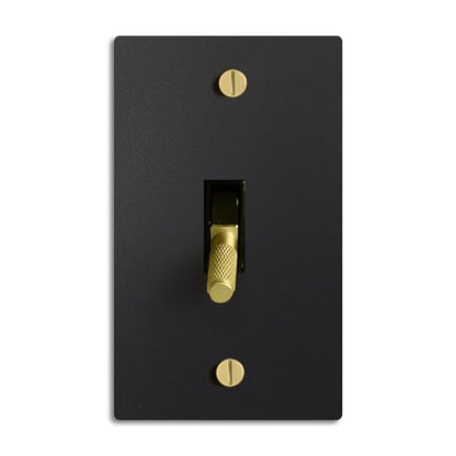 SELECT 1-Gang Solid Brass Toggle Switch, 3-Way Compatible with Faceplate - color: Black with Brass, size: 1 Gang, style: Toggle Switch