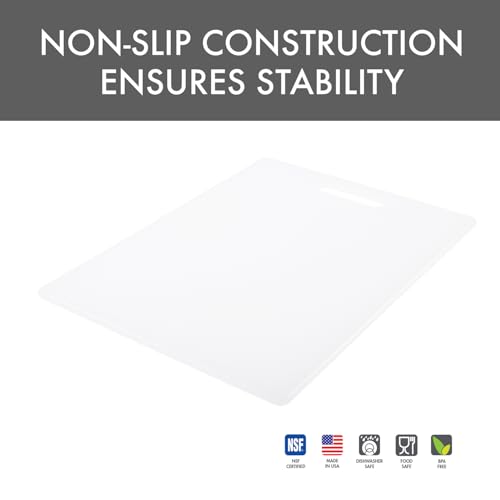 Dexas NSF Polysafe Cutting Board with Handle, 11 by 14.5 inches, White - size: 11"L x 14.5"W, style: Flat