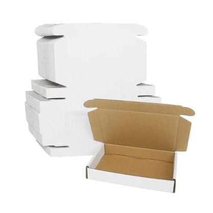 6x4x1 Boxes for Shpping Mailing, 50 Pack Small White Mailer Box Flat Corrugated Cardboard Packaging Gift Boxes Bulk Cheap Literature Mailers for Small Business - size: 6"x4"x1", style: 50 Pack - White