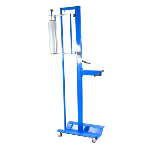 Mobile Pallet Stretch Wrap Machine - Manual Pallet Wrapper with Adjustable Height (Up to 80") - Ergonomic Hand Stretch Film Dispenser for Warehouse, Factory, and Logistics
