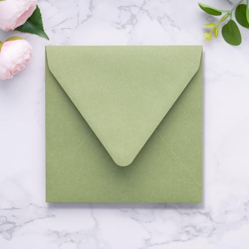 PONATIA 50 PCS/Pack Square Envelopes, Euro Flap Sage Green Envelopes - color: Sage Green