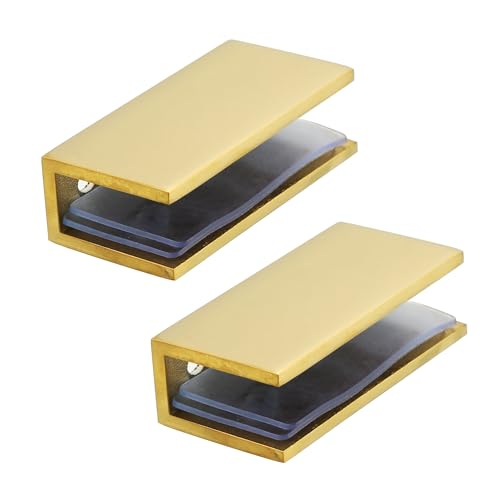 Alise Glass Shelf Brackets, Fits 8–12 mm Glass for Shower Use, 2 Pack - color: Gold Finish
