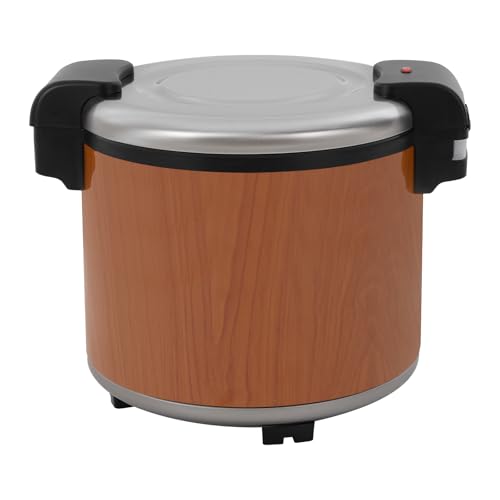 Electric Rice Warmer, 23L/6Gal Commercial Stainless Steel Electric Food Warmer with Rice Spoon & Cover Heavy Duty Rice Warmer 100 Cups Adjustable Warm Function Only (Brown) - color: Brown