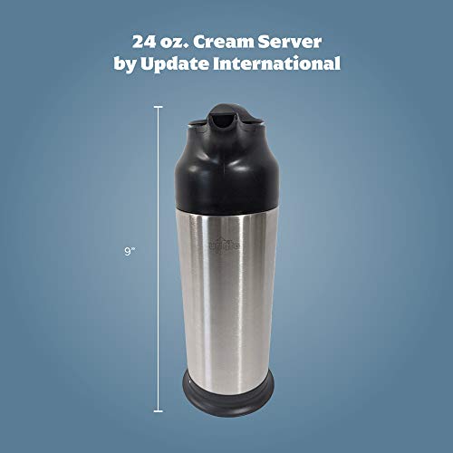 Update International (SV-70) 24 Oz Black and Stainless Cream Server,Clear