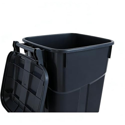 32 Gallon Outdoor Trash Can with Lid & Wheels, Plastic Patio Garbage Can