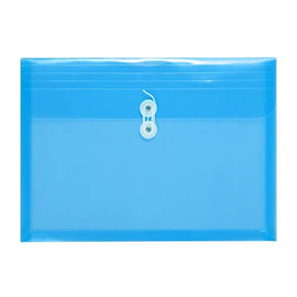 TIENO Plastic Envelopes with String Closure Clear Side Loading Folders Legal Size Paper Office Organizer 12 Packs Blue - color: Blue