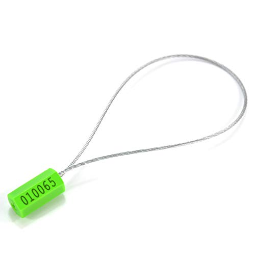 500pcs Security Marking Cable Seals Tamper Proof Steel Wire Seal Numbered Shipping Seals Disposable Pull Tight Self-Locking Cable Seal Truck, Cargo, Containers Seal Ties Straps (Green, 500pcs) - color: Green, size: 500pcs