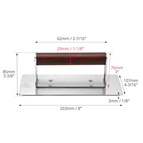 QWORK Stainless Steel Bacon Press with Heat-Resistant Wooden Handle, 9 Inch - Non-Stick, Griddle Bacon, Ham, Steak, Sandwich Press