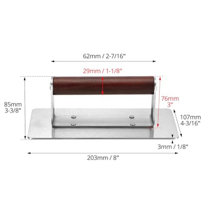QWORK Stainless Steel Bacon Press with Heat-Resistant Wooden Handle, 9 Inch - Non-Stick, Griddle Bacon, Ham, Steak, Sandwich Press