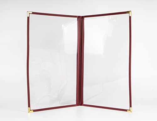 Menu Cover, Double Page, 8.5" x 14" Legal Size, Burgundy, Pack of 6 - color: Burgundy