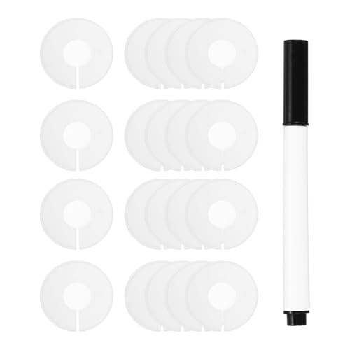uxcell Clothes Dividers,20 Pack Round Closet Rack Dividers Clothing Rack Size Dividers Blank Labels with Marker Pen Writable & Reusable for Hanging Clothes Sorting Size, White - color: White