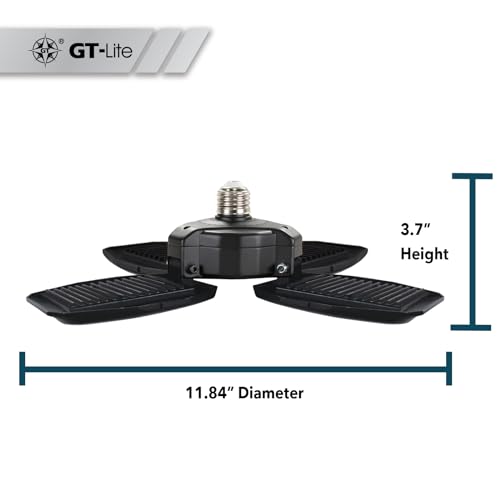 GT-Lite 15,000 Lumen LED Adjustable 4 Panel Bulb, Uses Only 140W - color: Black 15,000 Lumen
