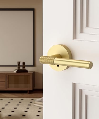 Asidrama 4 Pack Brushed Gold Privacy Interior Door Handles - color: Brushed Gold, size: Privacy, style: 4pack