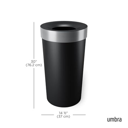 Umbra Vento Kitchen Trash Can, Open Top Bin, 16.5 Gallon, Black/Nickel - color: Black/Nickel