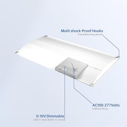 2x4 FT Center Basket LED Troffer Panel Light, 30/40/50/60/72W, 5 Color Options 3000K | 3500K|4000K | 5000K|6500K, Dimmable Drop Ceiling Lights, 9000 Lumens, Damp Rated, 120-277V, Premium (4 Pack)