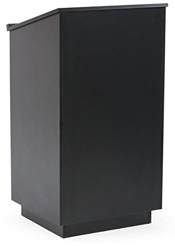 Displays2go 45.5" Tall Podium with Locking Cabinet, Black - color: Black
