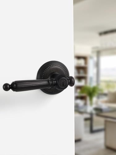 1 Pack Oil Rubbed Bronze Door Lever with Lock and Key Entry Door Handle Door Lever Bedroom and Bathroom Zinc Alloy - color: Oil Rubbed Bronze