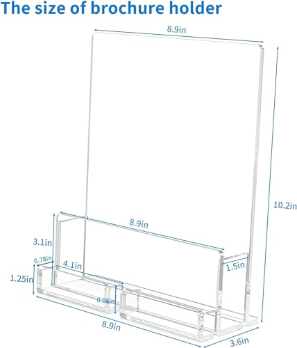 NIUBEE 6 Packs Acrylic Brochure Holder 8.5 x 11, Flyer Menu Display Stand - size: 6 Pack 8.5*11